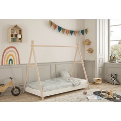 Cama Infantil Montessori Casita Trufa 90x200 Cera Blanca 