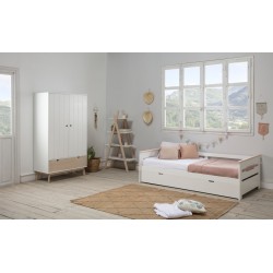 Cama Blanca Nido con cama elevable Elisa 90x190cm/90x180 cm.