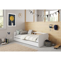 Cama Blanca Nido con somier de arrastre elevable Redonda 
