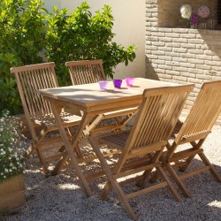 Conjunto mesas y sillas teca 