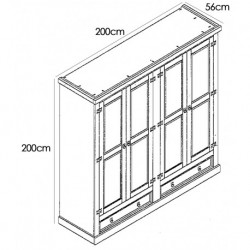 Armario rústico de cuatro puertas  nogal Veracruz