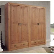 Armario cuatro puertas rústico madera de pino color nogal Jalisco