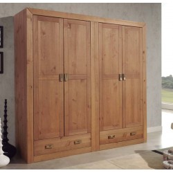 Armario cuatro puertas rústico madera de pino color nogal Jalisco