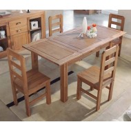 Conjunto mesa extensible y sillas de comedor rústico cera nogal Jalisco