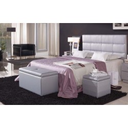 Banqueta abatible para pie de cama polipiel Modelo Cuadros