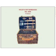 Cesta de picnic mimbre con set cubiertos barbacoa