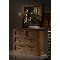 Cómoda con espejo estilo rústico cera nogal  Veracruz