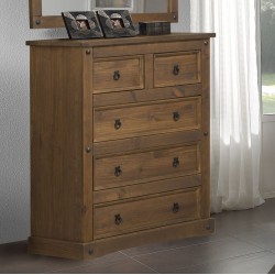 Cómoda cinco cajones rústica nogal Nuevo Arizona
