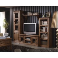 Composición mueble salón-comedor rústico nogal Veracruz III 