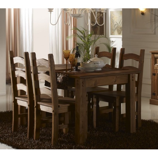 Conjunto mesa extensible y sillas salón comedor estilo rústico cera nogal  Veracruz