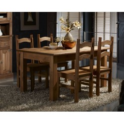 Conjunto mesa fija  y sillas salón comedor estilo rústico cera nogal Veracruz