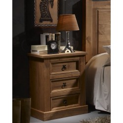 Mesita de noche estilo rústico cera nogal Veracruz