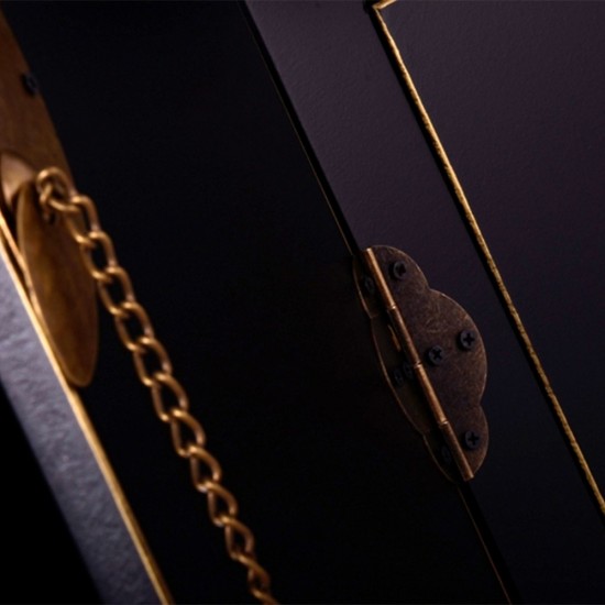 MUEBLE 8 CAJONES NEGRO-ORO MADERA 130 X 24 X 50,50 CM IMPORTADOS