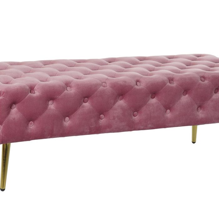 Banqueta pie de cama metal tapizada terciopelo Wine
