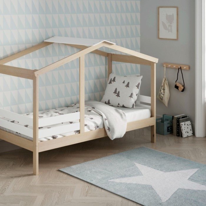 Cama Infantil Montessori Casita Con Barandilla Angel 90x190 cm Cera Blanca - imagen 3