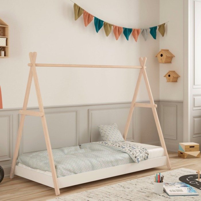 Cama Infantil Montessori Casita Trufa 90x200 Cera Blanca - imagen 2