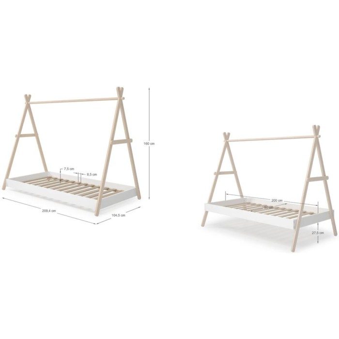 Cama Infantil Montessori Casita Trufa 90x200 Cera Blanca - imagen 7