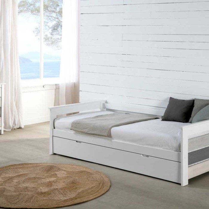 Cama Nido con cama de arrastre elevable Blue Times 90x190cm