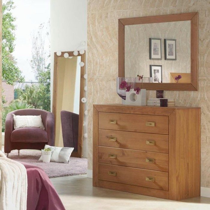 Cómoda dormitorio rústica madera pino nogal Jalisco