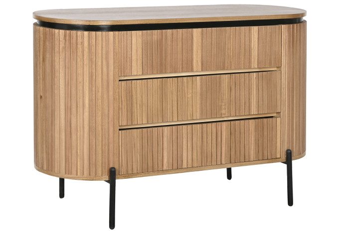 Comoda tres cajones paulownia metal Natural