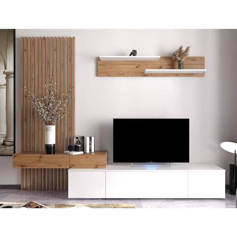 Composición apilable de comedor con panelado Ribera Blanco