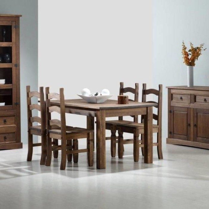 Conjunto de mesa extensible y sillas comedor rústico Modelo Nuevo Arizona