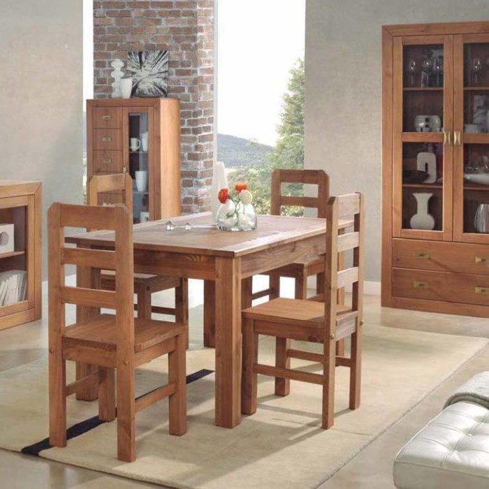 Conjunto mesa extensible y sillas de comedor rústico cera nogal Jalisco - imagen 2