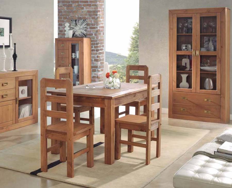 Conjunto mesa extensible y sillas de comedor rústico cera nogal Jalisco - imagen 2