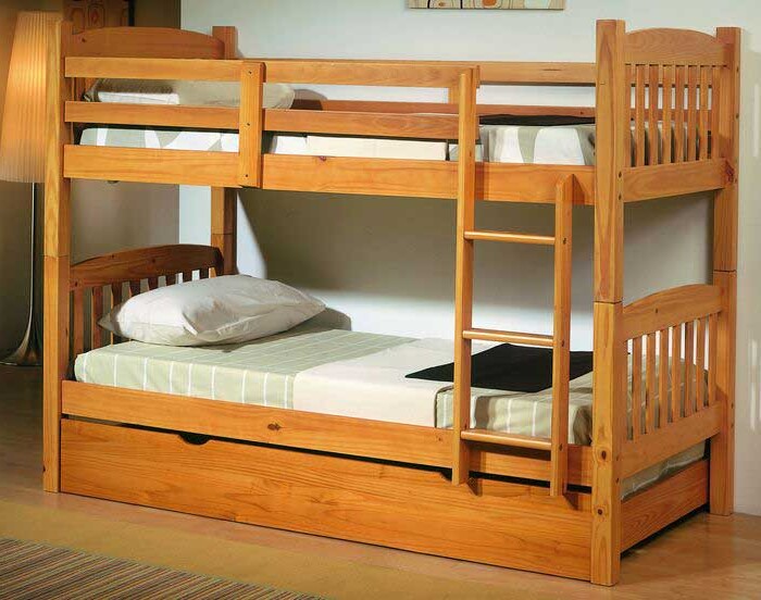Litera Juvenil Pino color Miel-Litera de madera de 90 x 190 cm - imagen 3