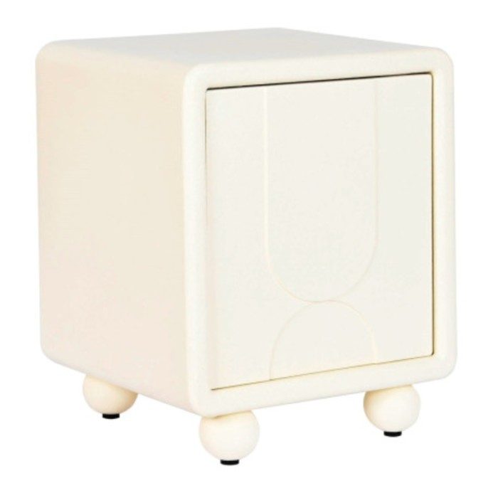 Mesita de noche MDF puerta blanco 3D