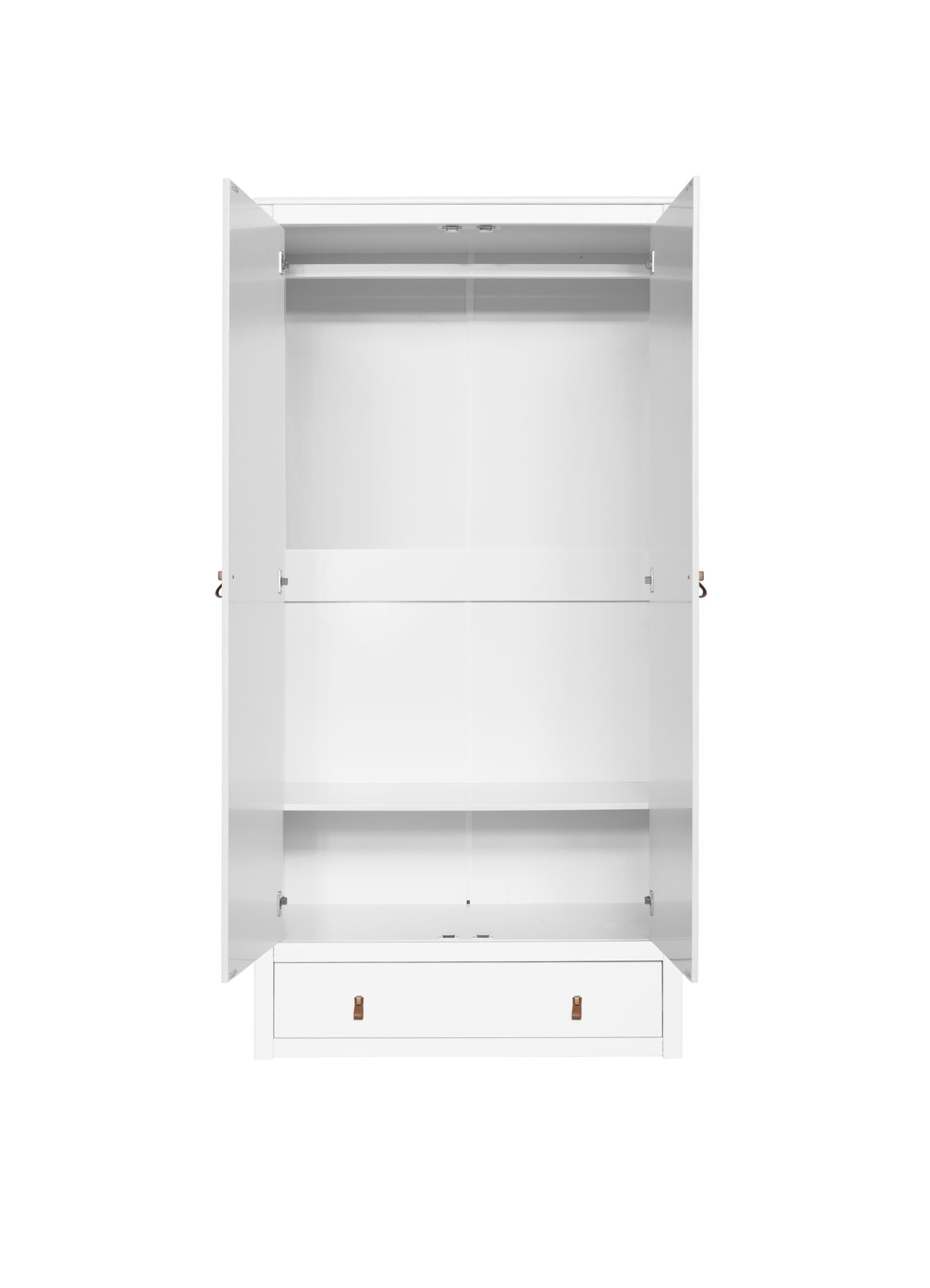 Armario dos puertas y un cajón lacado blanco y pino natural - imagen 2