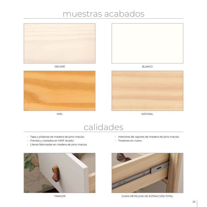 Armario dos puertas y un cajón lacado blanco y pino natural - imagen 6